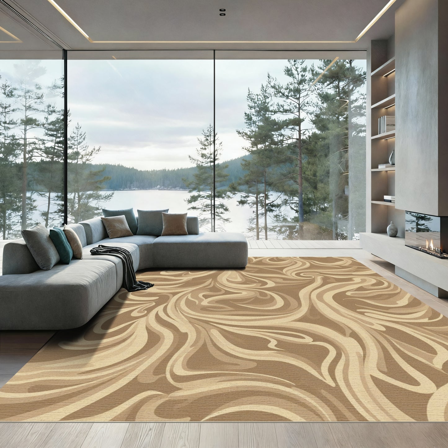 Earthy Swirls Abstract Flow Rug
