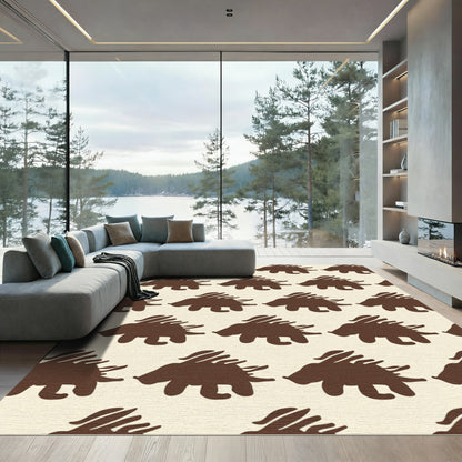 Brown Hedgehog Repeating Pattern Rug