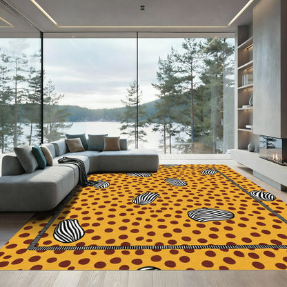 Yellow Brown Dot Zebra Organic Shape Rug