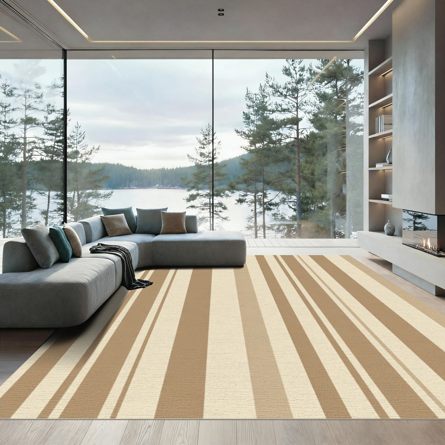Natural Tones Vertical Stripe Rug