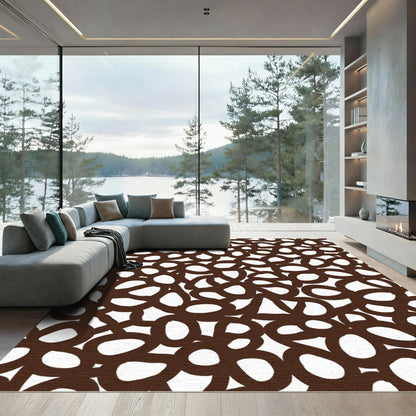 Chic Dark Brown Scattered Petals Rug