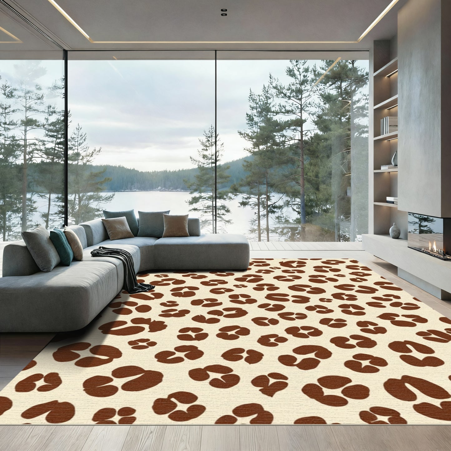 Brown Leopard Spot Seamless Background Rug
