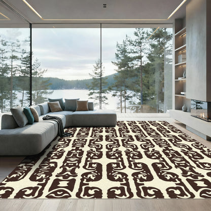 Dark Brown Tribal Column Rug