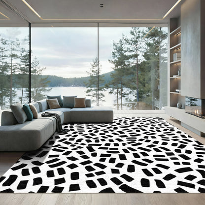 Black Abstract Brushstroke Sprinkle Rug