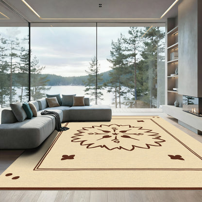 Rustic Cream Floral Medallion Blanket Rug