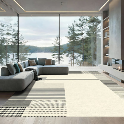 Modern Geometric Stripe and Dot Rug