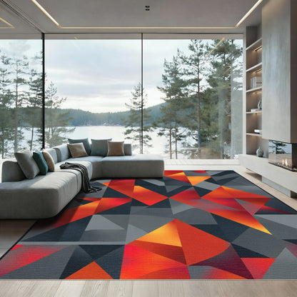 Dynamic Red Orange Geometric Gradation Rug
