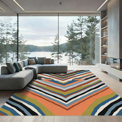 Warm Toned Chevron Stripe Accent Rug