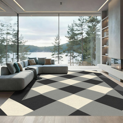 Diamond Checkerboard Geometric Rug