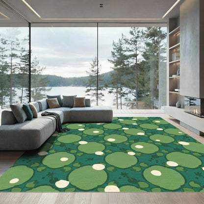 Emerald Circles and Dots Arrangement Rug