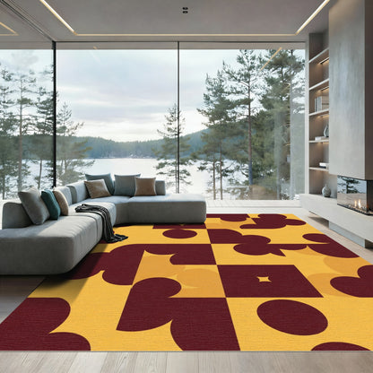 Retro Geometric Ochre Cloud Rug