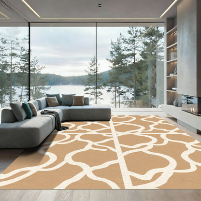 Tan Cream Bold Organic Flow Rug