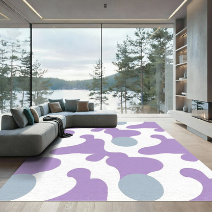 Lavender and Blue Abstract Organic Forms Rug