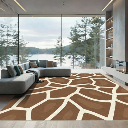 Brown White Giraffe Spots Rug