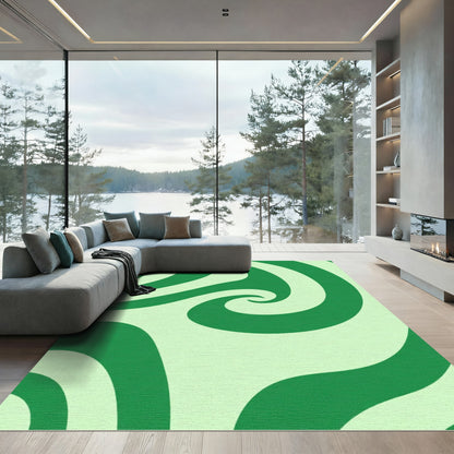 Jade Green Swirl Abstract Rug