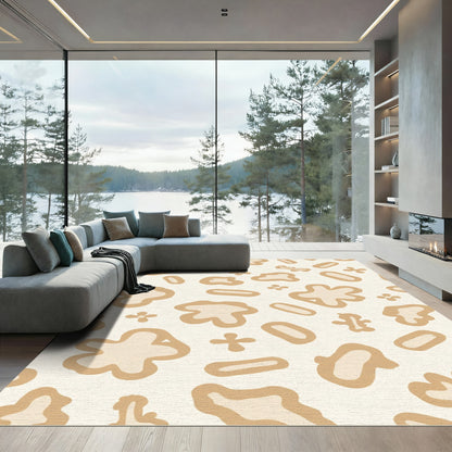 Cream Sandy Organic Blob Art Rug
