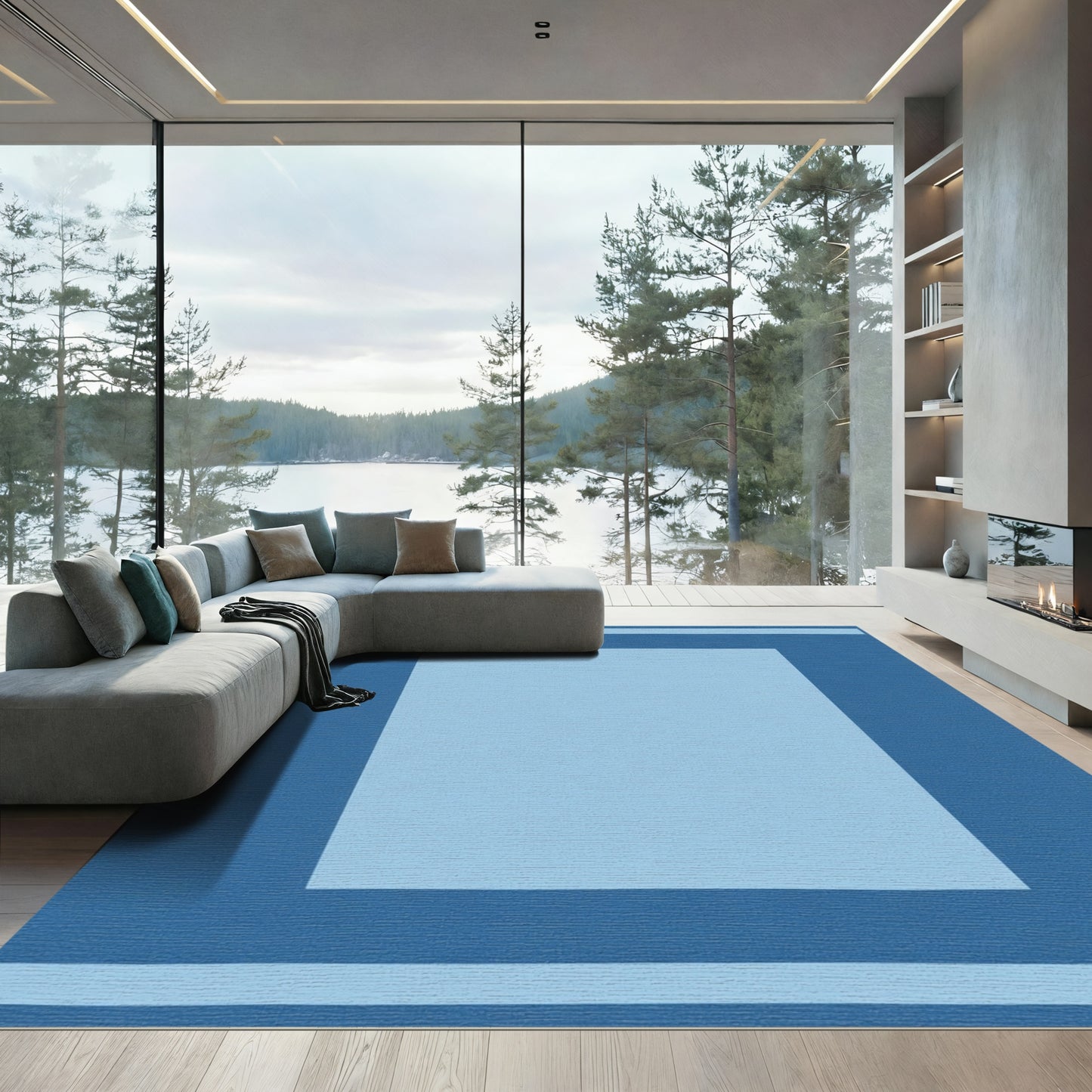 Duo Tone Rectangular Border Rug