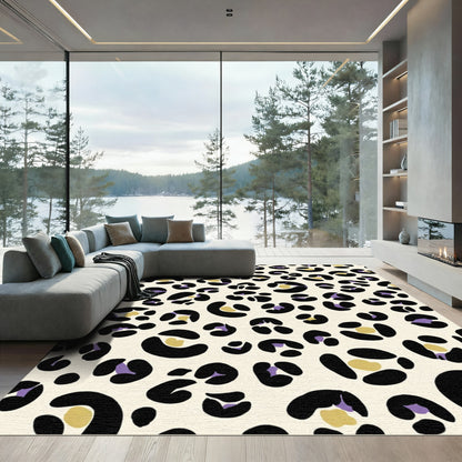 Cream Black Purple Gold Spots Rug