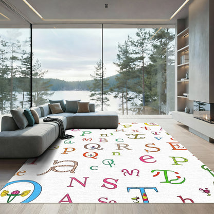 Whimsical Alphabet Scatter Art Rug