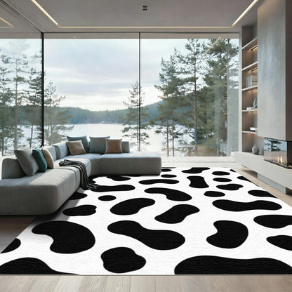 Black White Organic Spots Rug