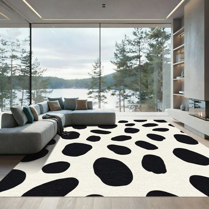 Neutral Black Spots Abstract Rug