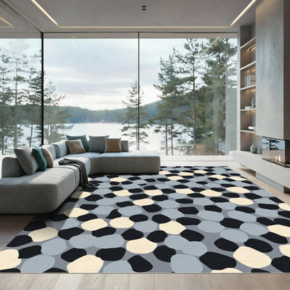 Contemporary Gray Pebble Scatter Rug