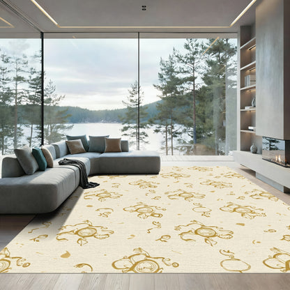 Golden Swirl Floral Medallion Repeat Rug