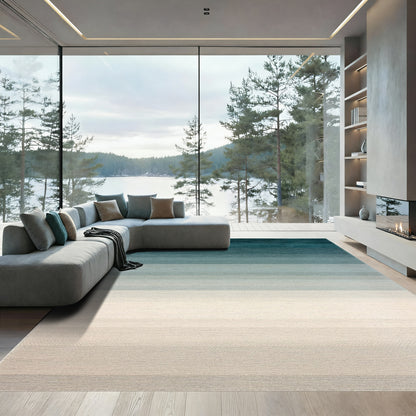 Teal Striped Ombre Gradient Rug