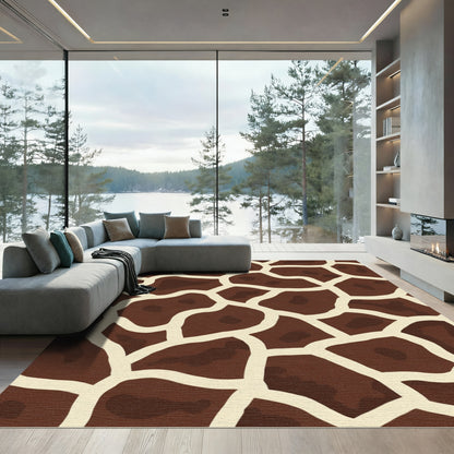 Brown Cream Patched Organic Rug