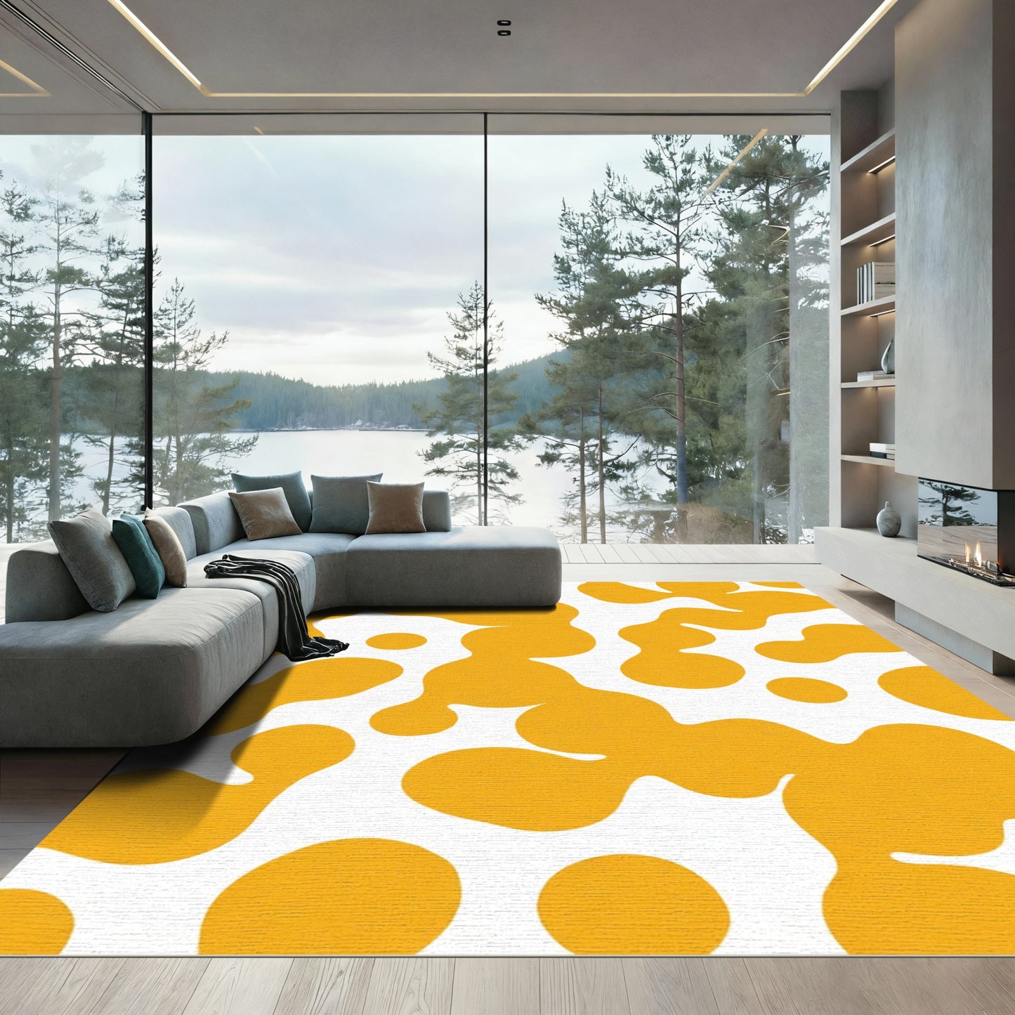 Golden Pod Abstract Organic Rug