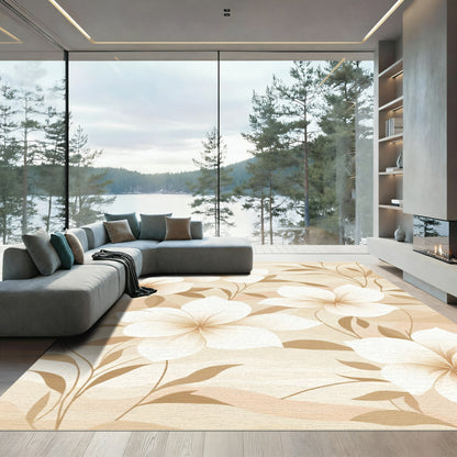Cream Floral Vine Background Rug