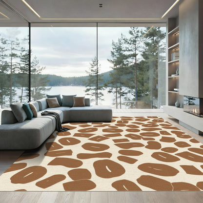 Brown Beige Abstract Spotted Composition Rug