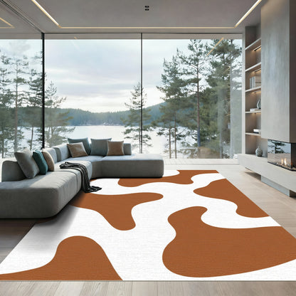 Brown and White Organic Spots Rug