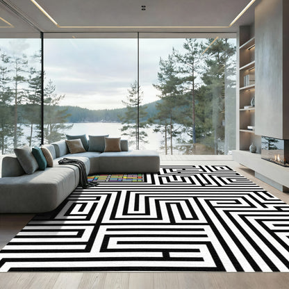 Colorful Geometric Maze Art Rug