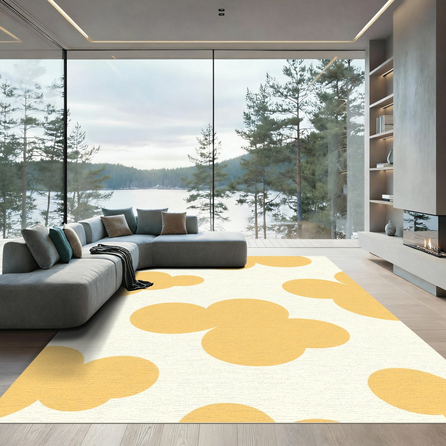 Golden Butterscotch Quatrefoil Bloom Rug