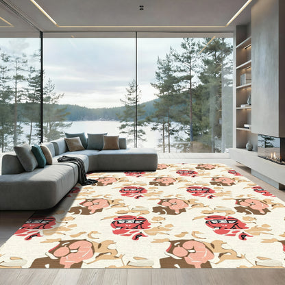 Abstract Red Pink Brown Organic Shapes Rug