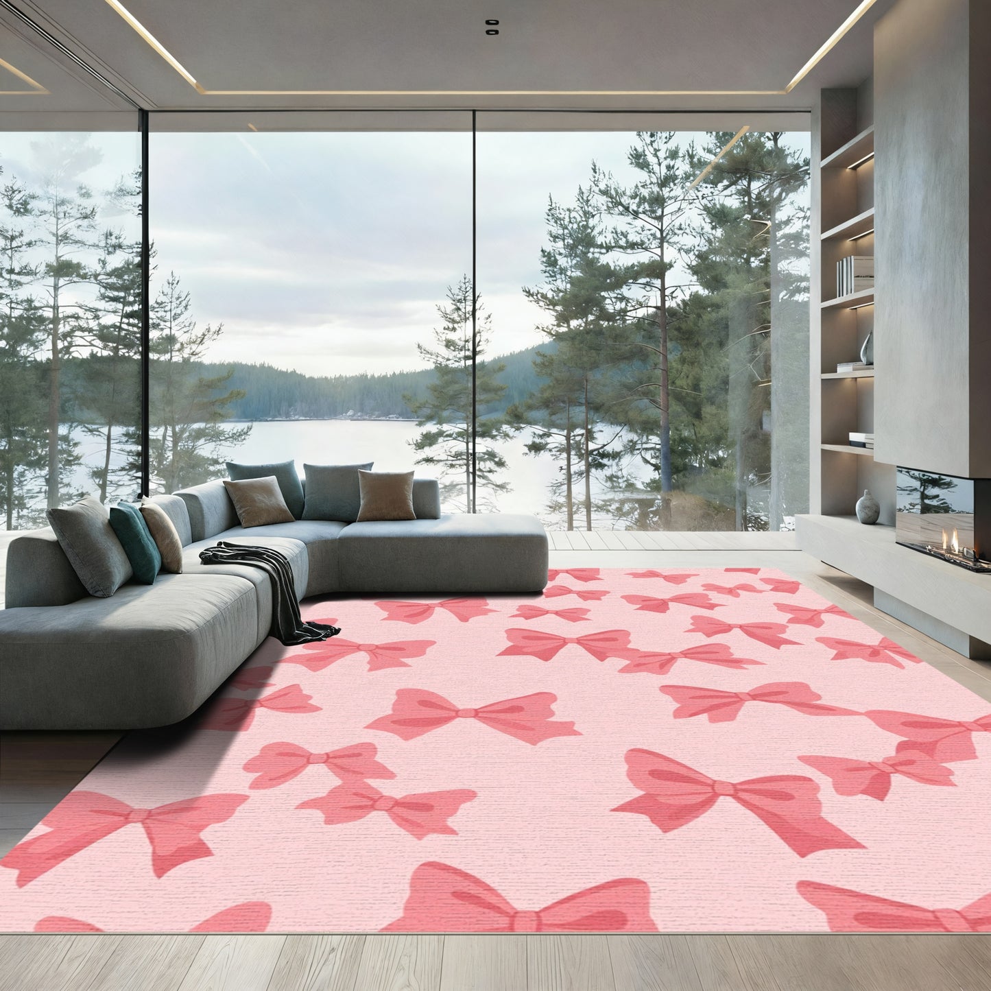 Sweet Pink Bow Collage Rug