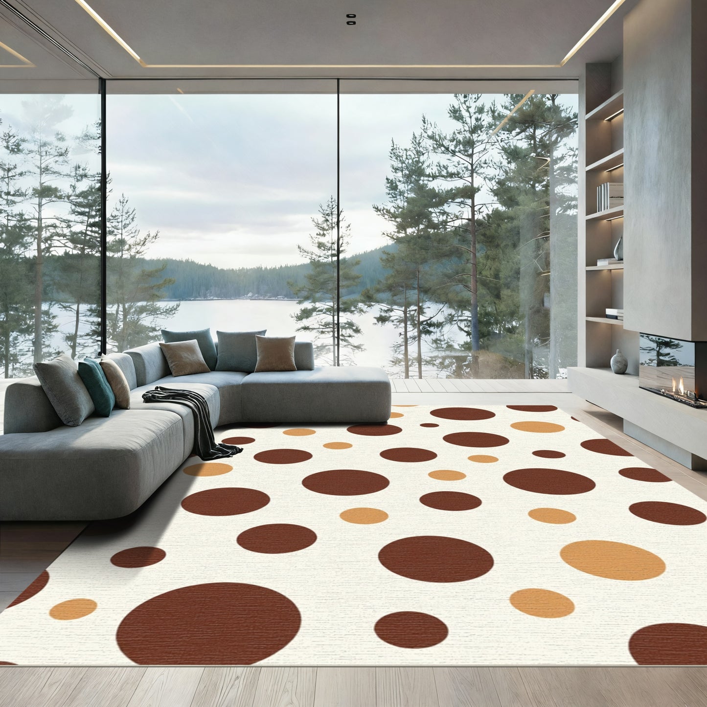 Brown Tan Polka Dot Collection Rug