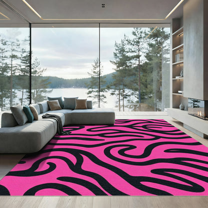 Vivid Hot Pink Zebra Swirl Rug