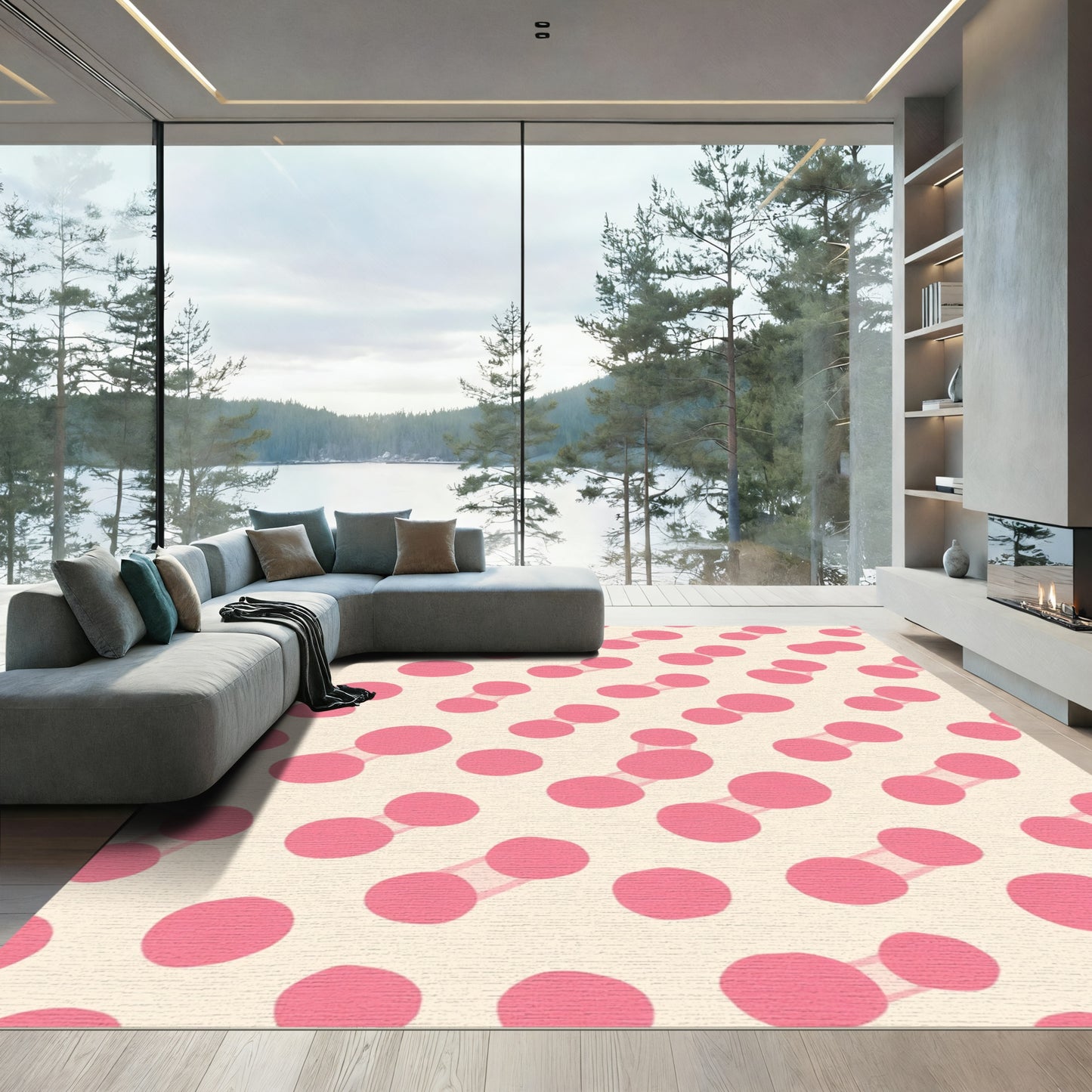 Pink Double Dot Cluster Rug