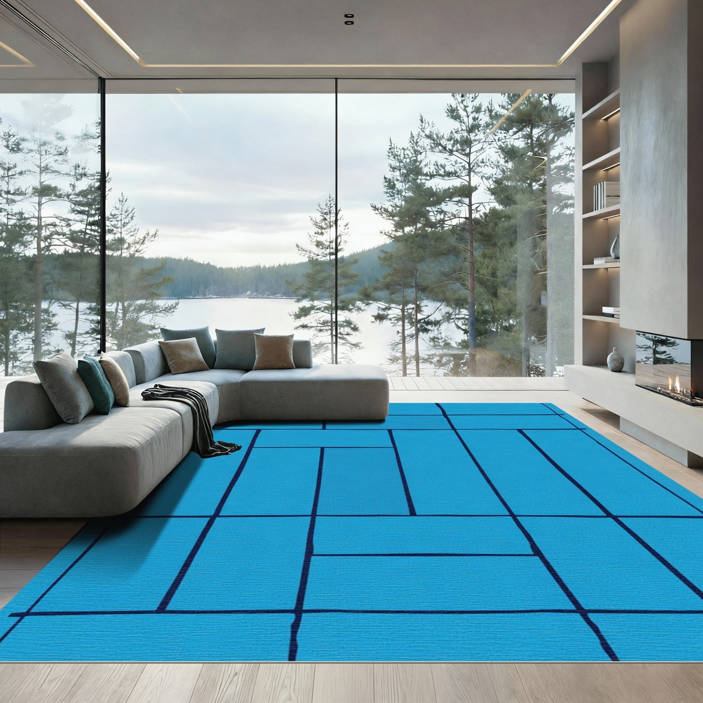 Lapis Lazuli Rectangular Grid Rug