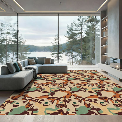 Camouflage Earth Tones Abstract Shapes Rug