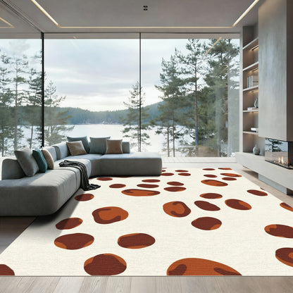 Earthy Brown Spotty Oval Scatter Rug