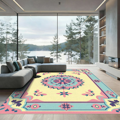 Pastel Mandala Floral Geometric Rug