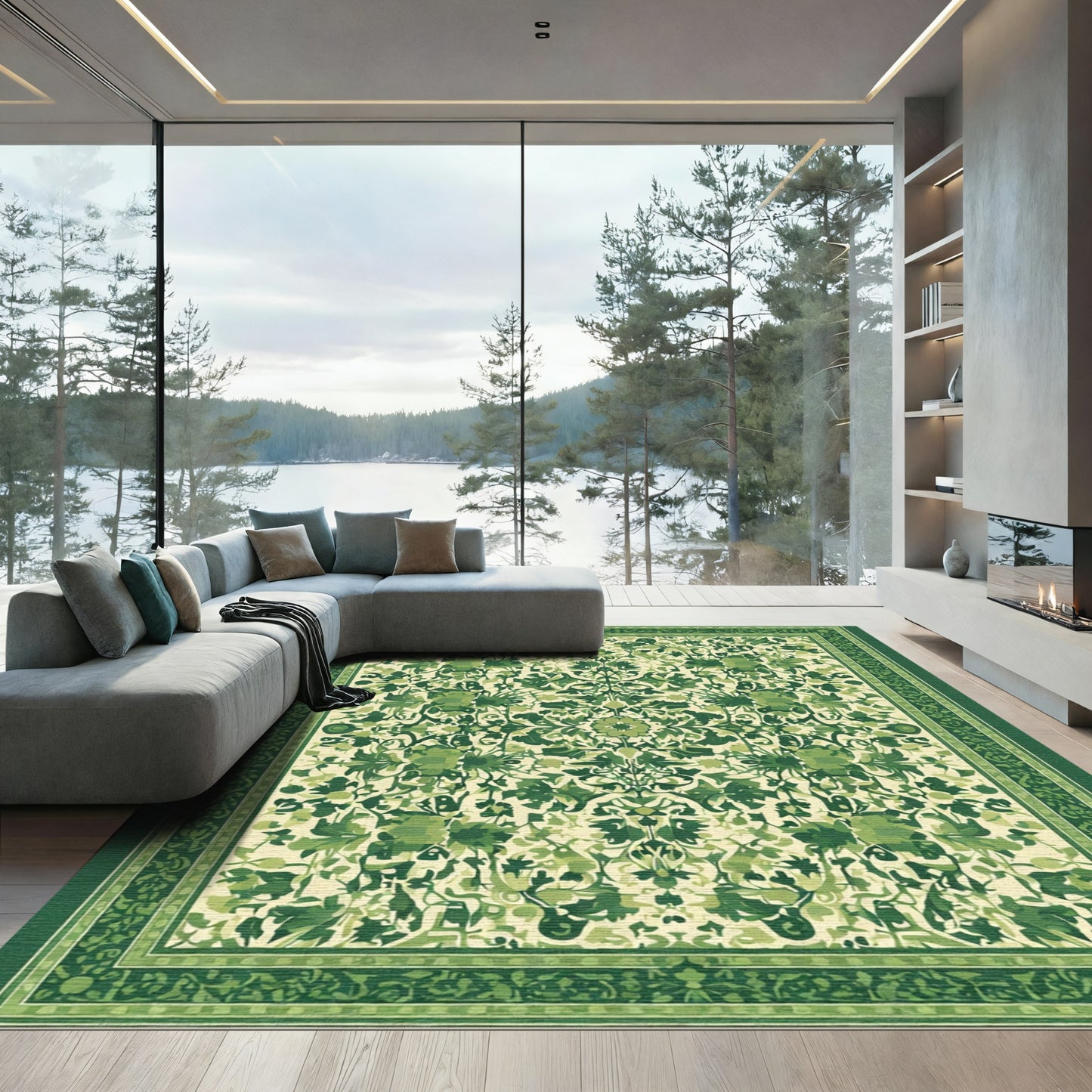 Verdant Botanical Medallion Rug