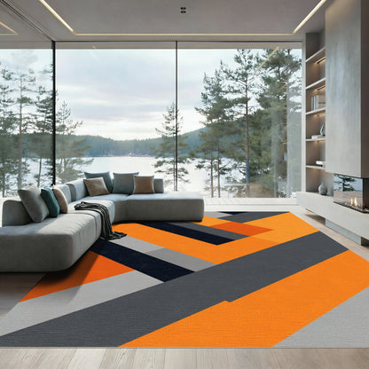 Modern Orange Gray Slate Angular Rug