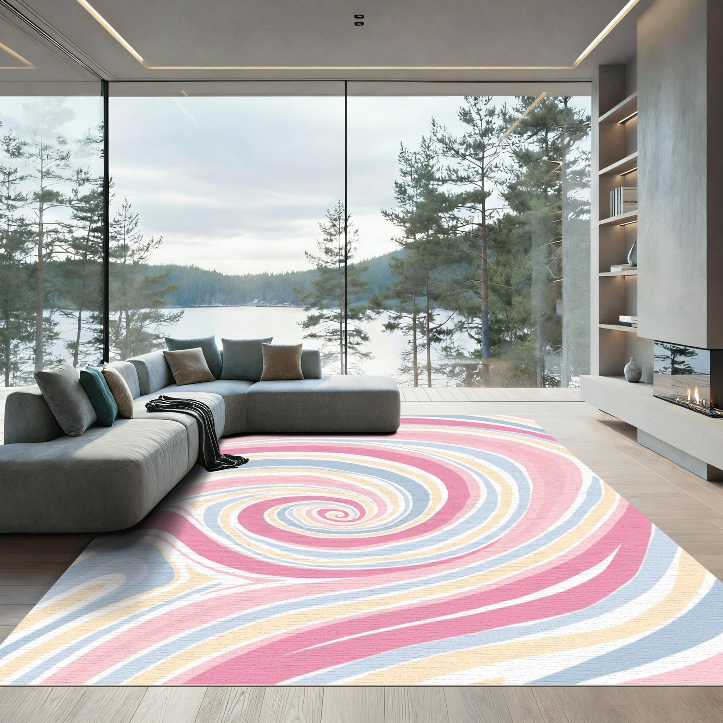 Pastel Swirl Candy Stripes Rug
