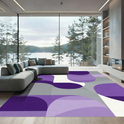 Modern Purple Slate Geometric Forms Rug