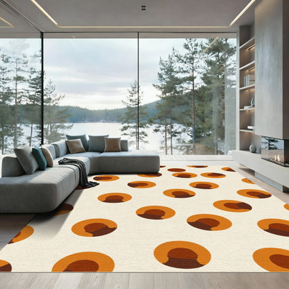 Orange Earth Tone Abstract Circles Rug