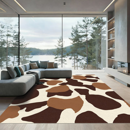 Brown Tan White Organic Spots Rug